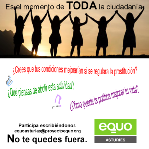 Cartel EQUO de su acción dirigida a personas que ejercen la prostitución